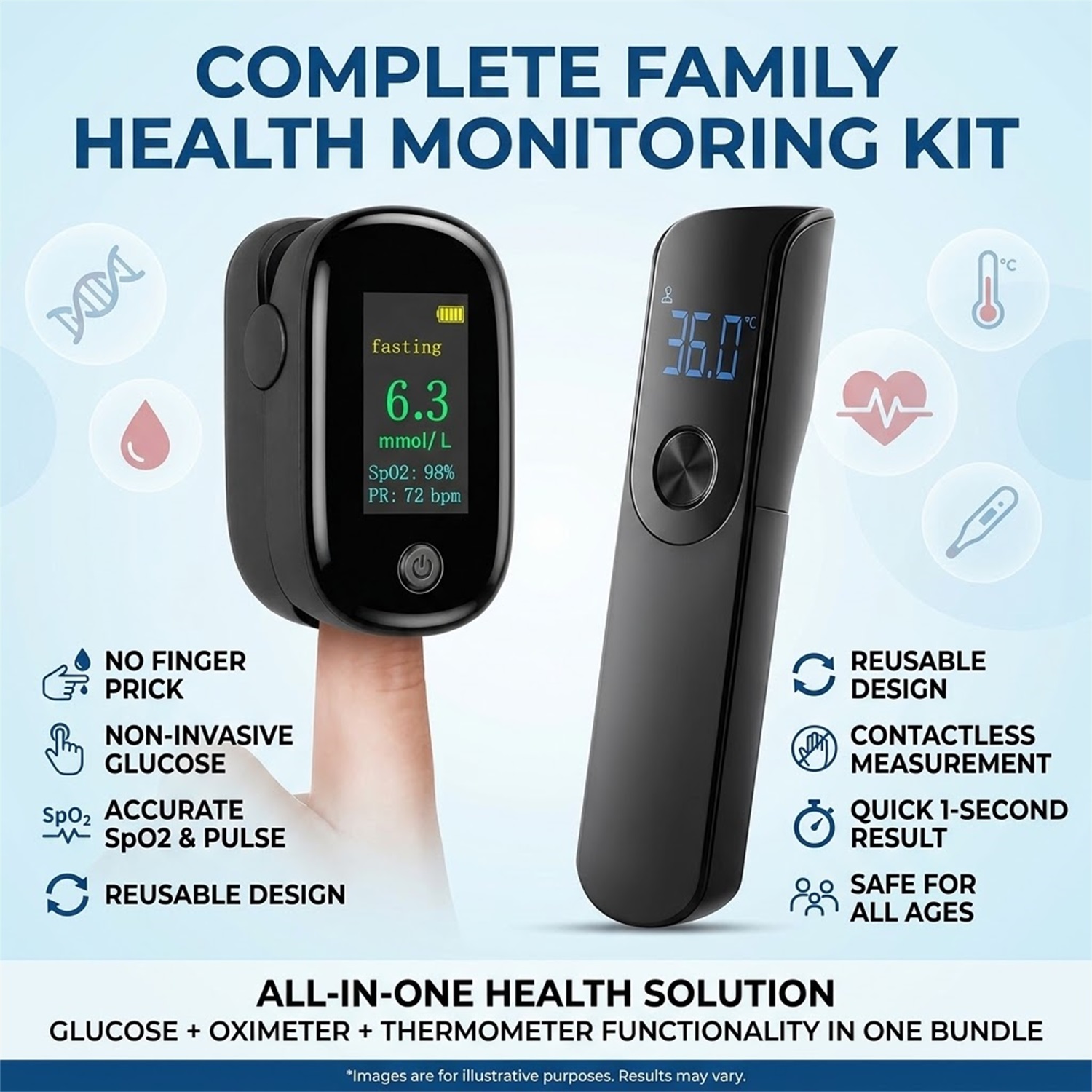 Pulse Oximeter - Комплект для мониторинга здоровья 3 в