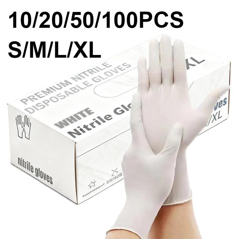 Medical Gloves - 10/20/50/100 шт. белых нитриловых перчаток, одноразовые